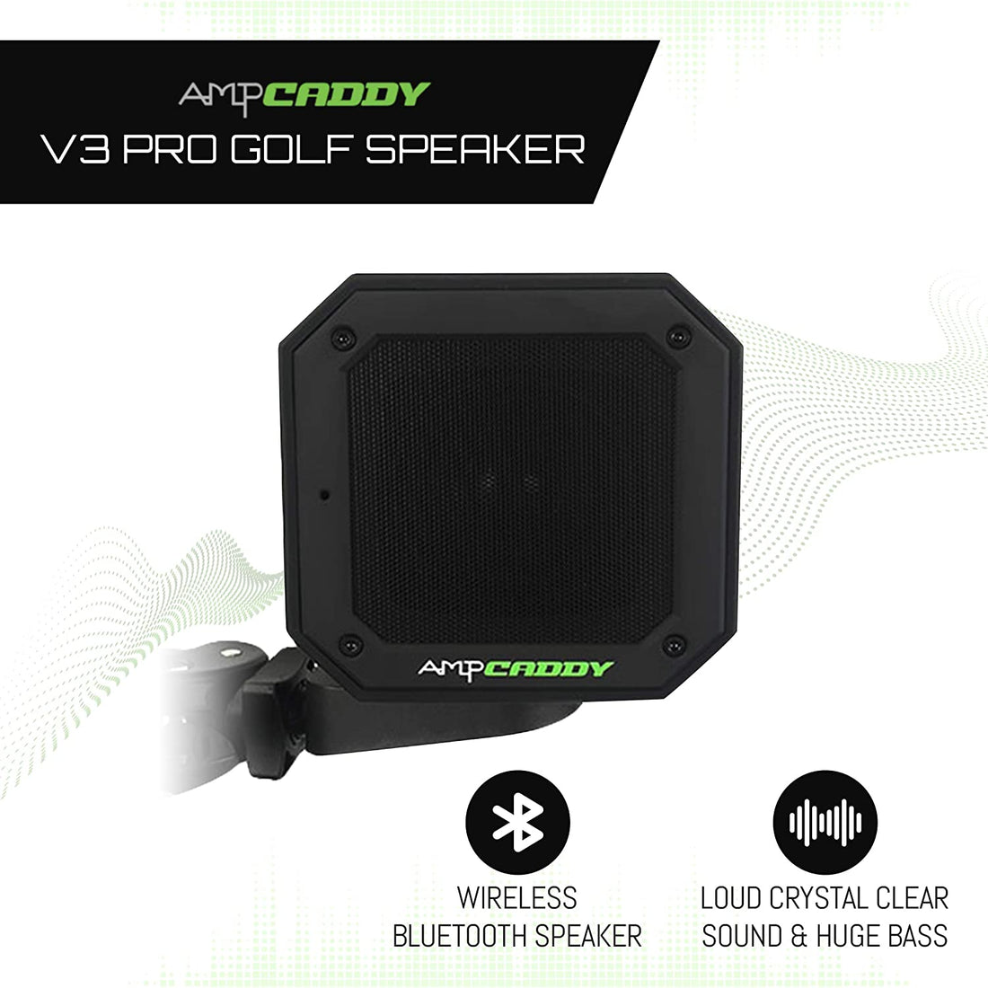Golf Bluetooth Speaker with Mount – V3 Pro 15W Speaker with Loud Stereo Sound, Bass Boost, Long Battery Life &amp; Extended Bluetooth Range