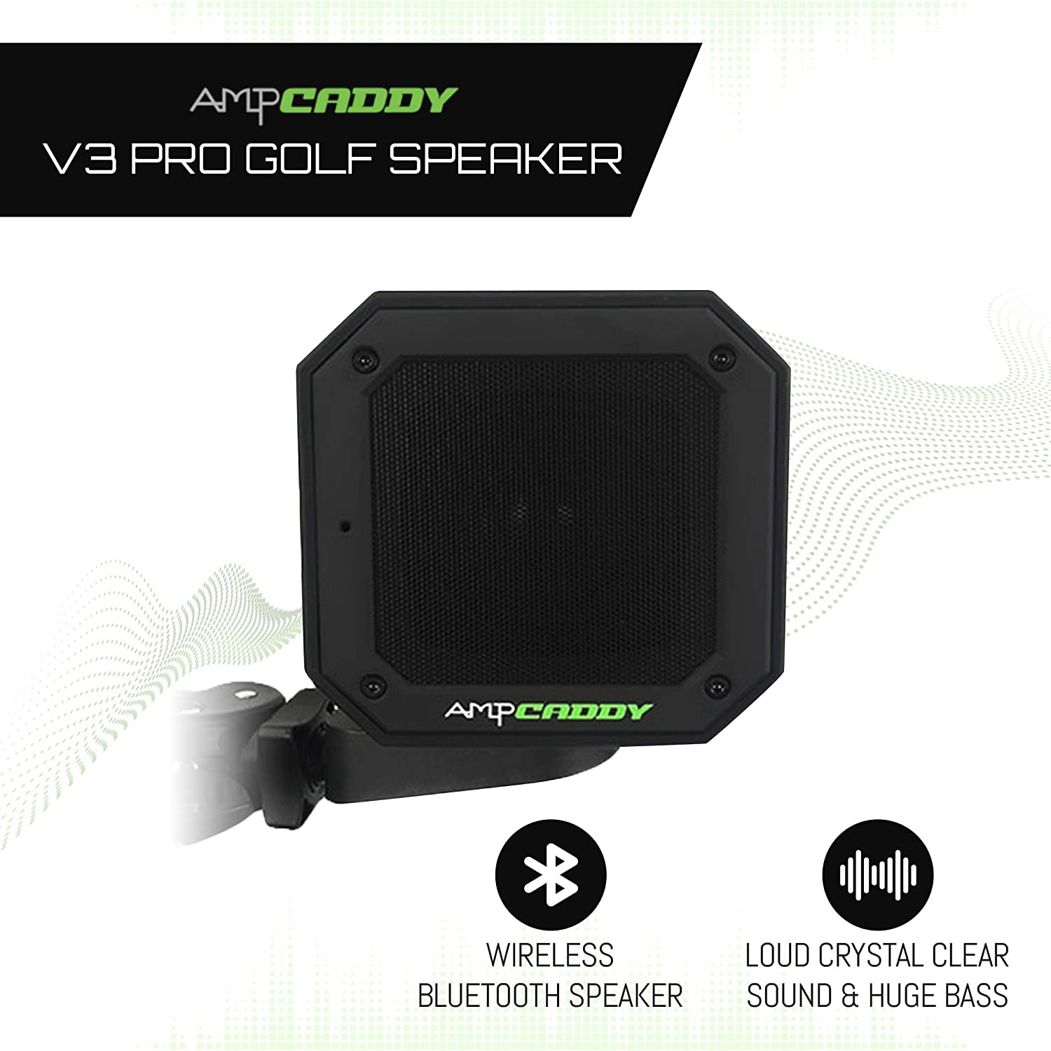 Golf Bluetooth Speaker with Mount – V3 Pro 15W Speaker with Loud Stereo Sound, Bass Boost, Long Battery Life &amp; Extended Bluetooth Range