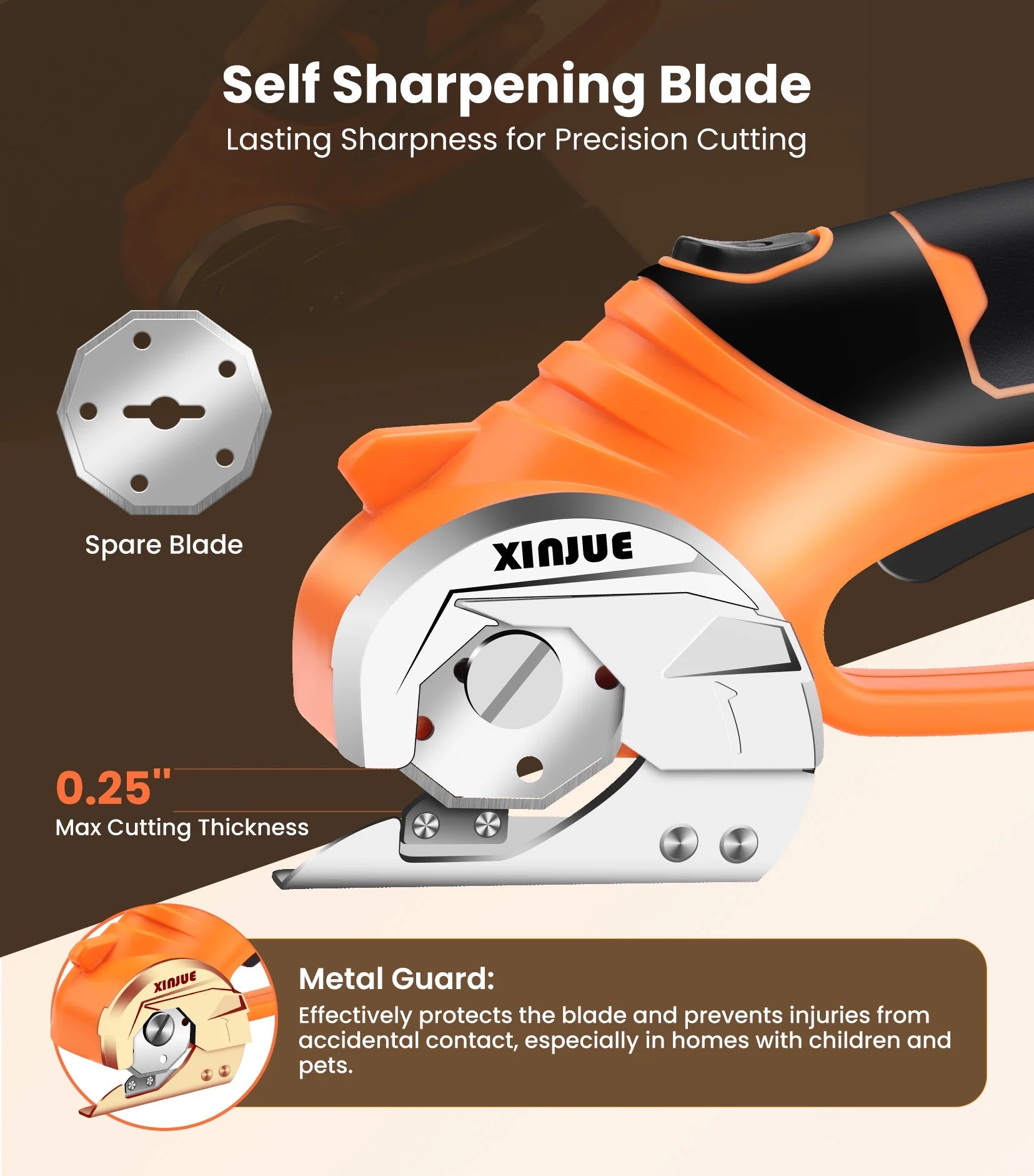 Cordless Electric Scissors — Heavy-Duty 4V Rechargeable Rotary Cutter with Safety Lock &amp; LED Light
