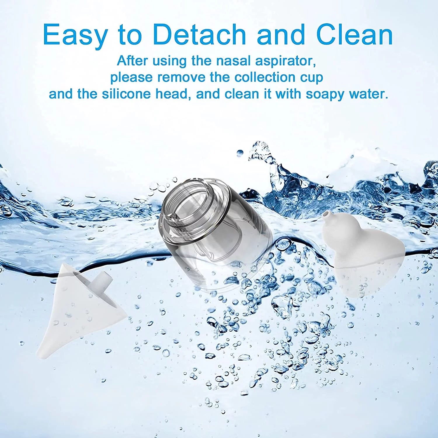 Electric Baby Nasal Aspirator with Music – Automatic Infant Nose Cleaner with 4 Replacement Nozzles, 3 Adjustable Suction Levels &amp; USB Rechargeable