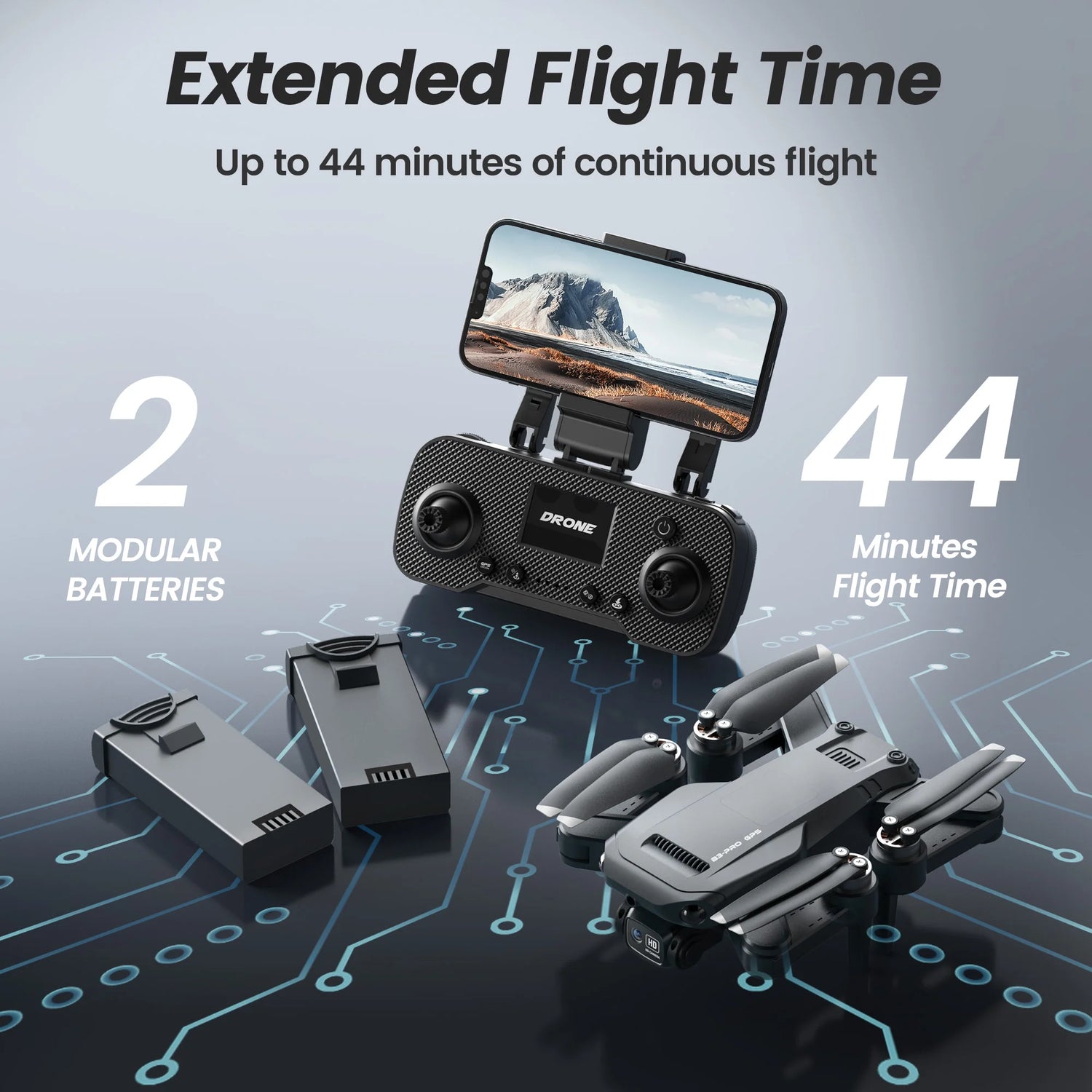 B3-PRO GPS Foldable Drone with 4K HD Camera – Brushless Motor, Dual Batteries, Black