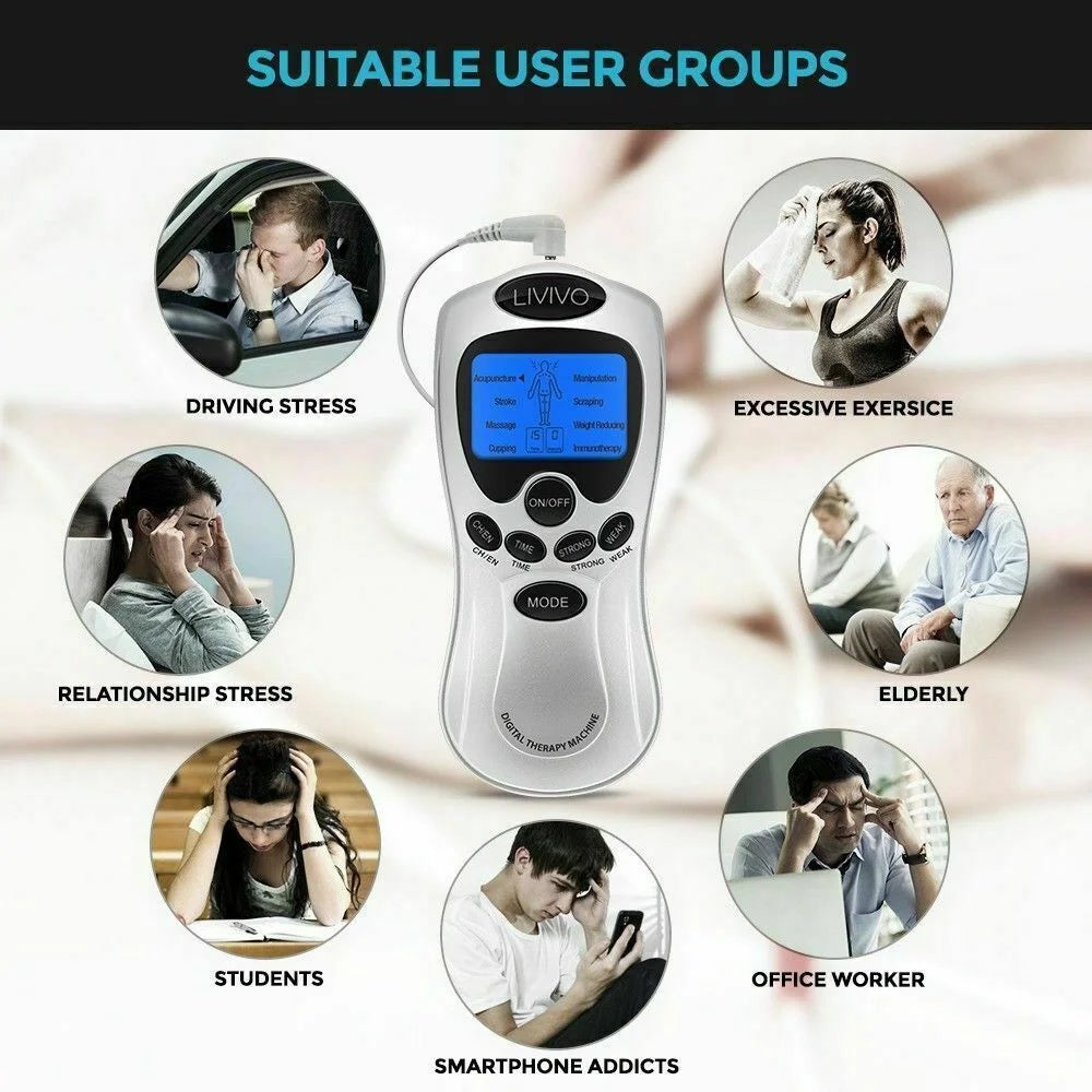 Electrical Stimulation Therapy Massager with Digital Display – TENS &amp; EMS Unit for Back, Neck, Muscle Pain Relief – 24 Modes, Rechargeable, Portable – Ideal Wellness Gift