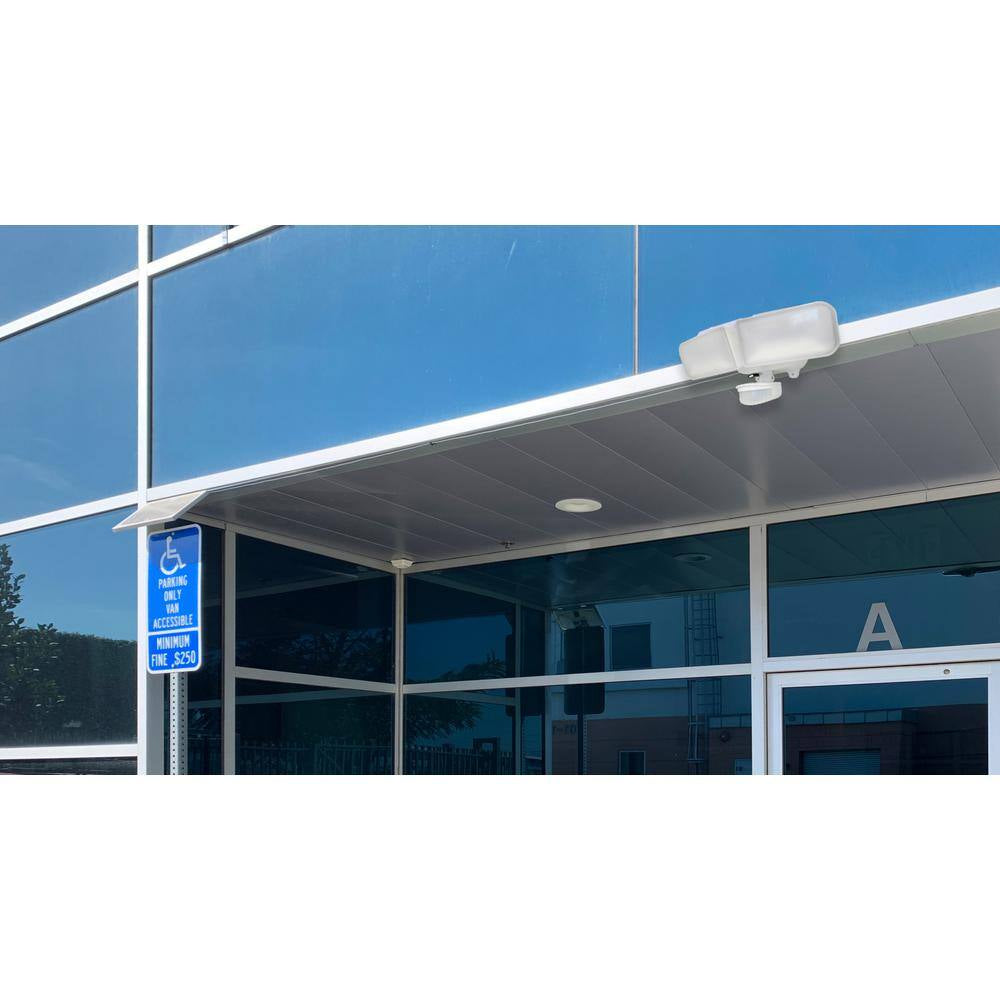 10-Watt White Solar Powered Dual Head Motion Activated Outdoor LED Flood Spot Light