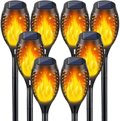 8-Pack Solar Tiki Torch Lights with Flickering Flame – Waterproof Halloween Outdoor Décor Lights