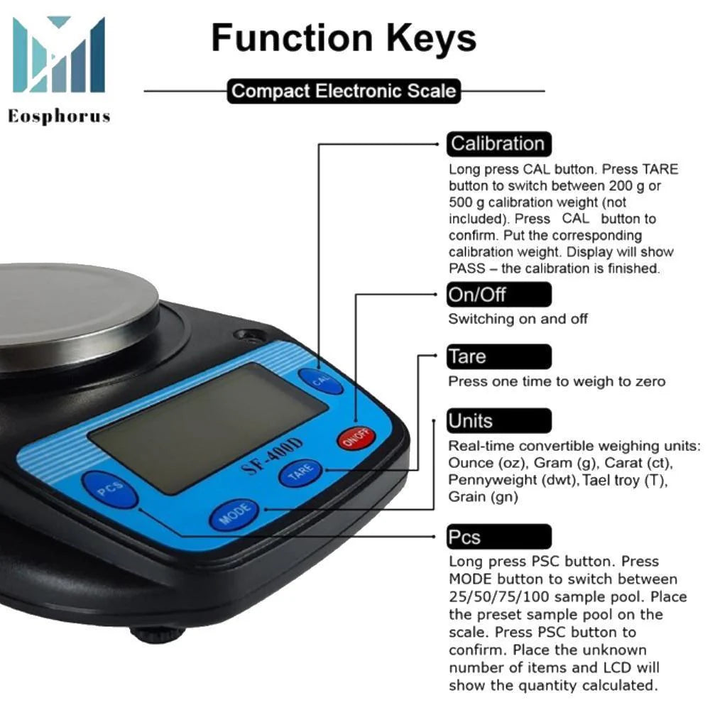 ⚖️ Precision Ounce, Carat &amp; Gram Digital Scale – 0.01g Accuracy, 600g Capacity with USB Charger &amp; AC/DC Adapter