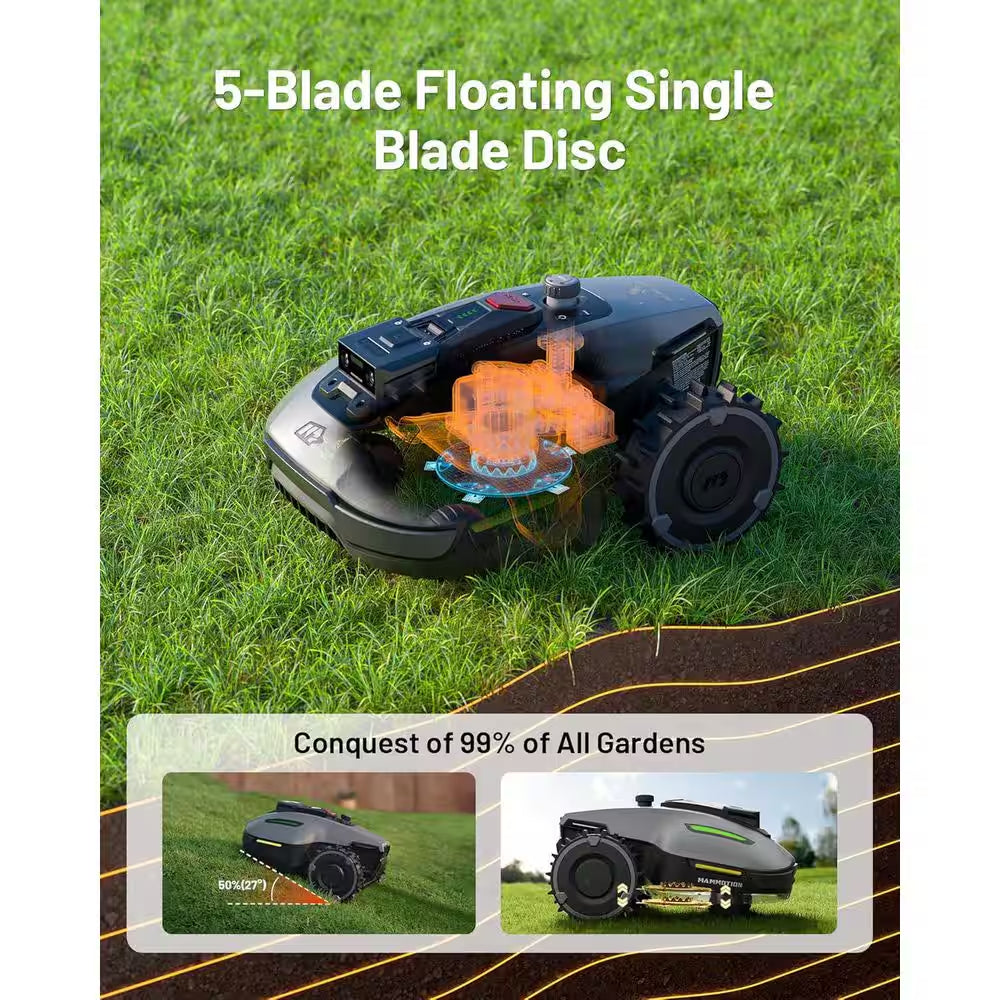 YUKA Mini 800H Robot Lawn Mower – 7.5 In. Cutting Deck | 0.4 Acres | Adjustable Height &amp; Ultrasense AI Vision