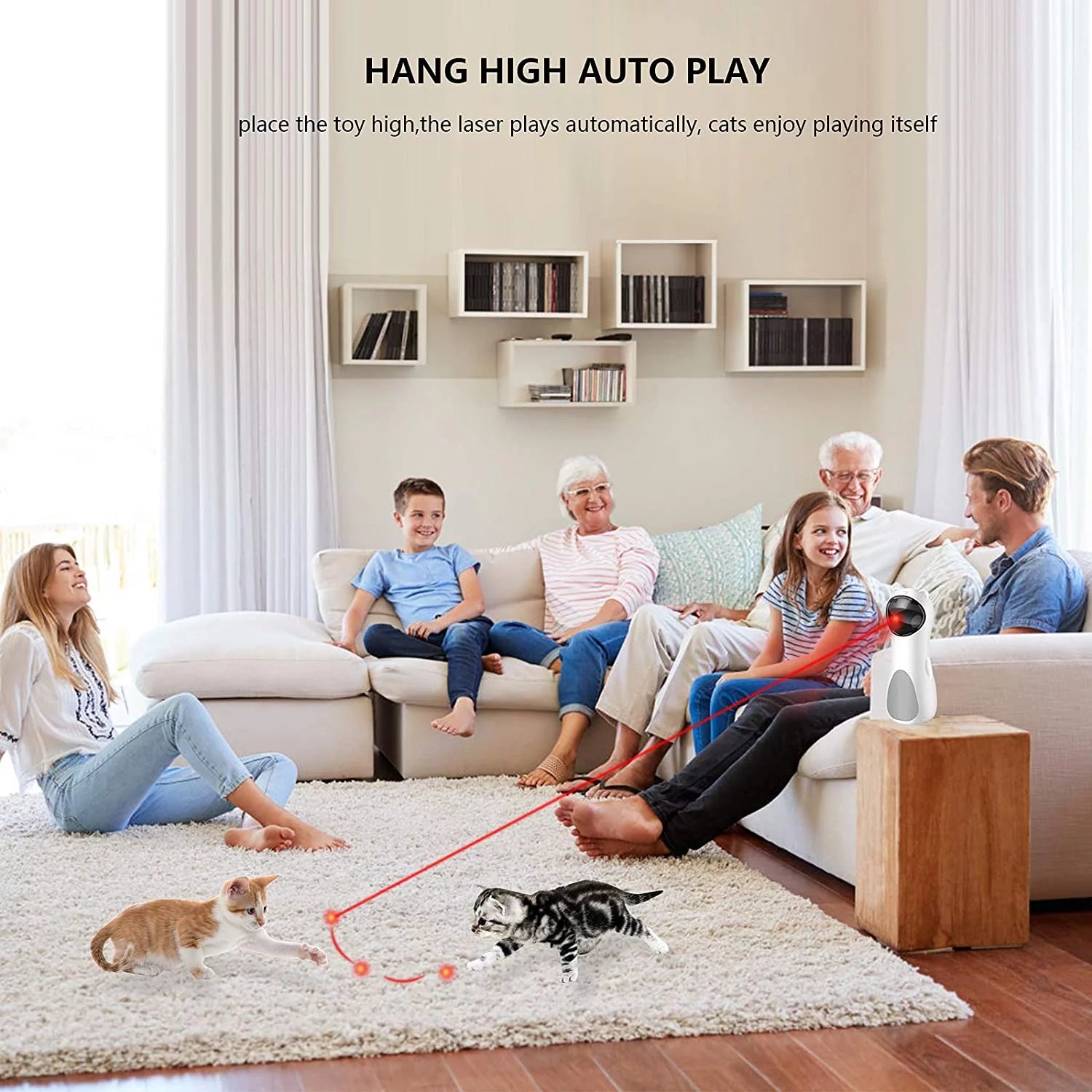 🐾 Cat Laser Toy – Automatic with High-5 Circling Ranges, 3 Interactive Modes &amp; USB Rechargeable
