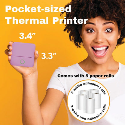 CTP500 Wireless Mini Thermal Printer &amp; Label Maker – Inkless Bluetooth Printer with Paper, Compatible with Android &amp; iOS (Purple)