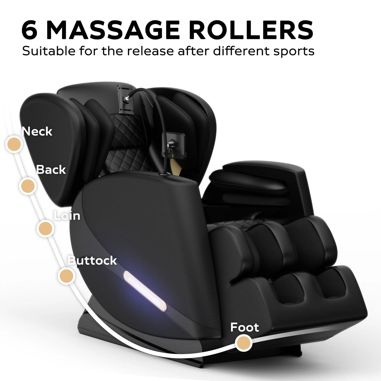 Massage Chair, Full Body Zero Gravity Massage Chair Electric Recliner Chair with Airbag Massage, Heat, Retractable Footstool, Bluetooth Audio Connection and Portable Stand, Black