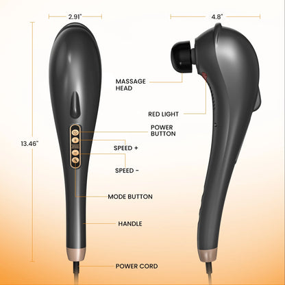 NEXPURE Handheld Deep Tissue Percussion Massager – Corded Electric Muscle Relaxer with 5 Modes, 6 Speeds &amp; 7 Interchangeable Heads for Neck, Back, Shoulders &amp; Legs