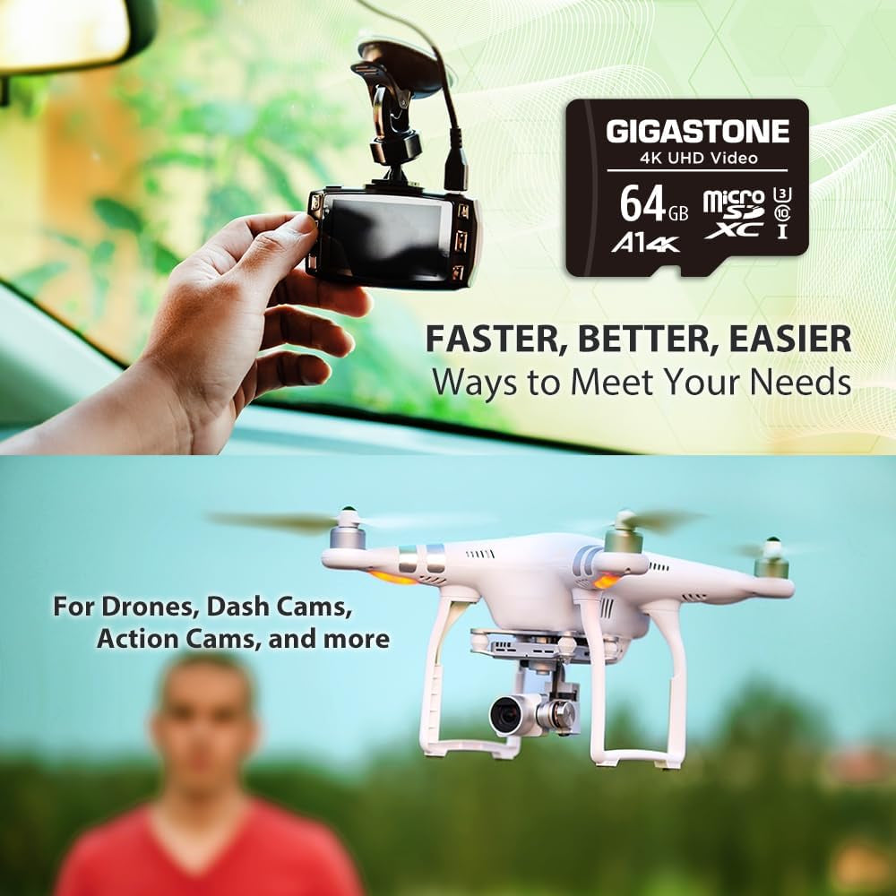 64GB Micro SD Card 10-Pack – UHS-I U3 A1 Class 10, 90MB/s, 4K UHD for Security Cams, Drones, Action &amp; Surveillance Cameras