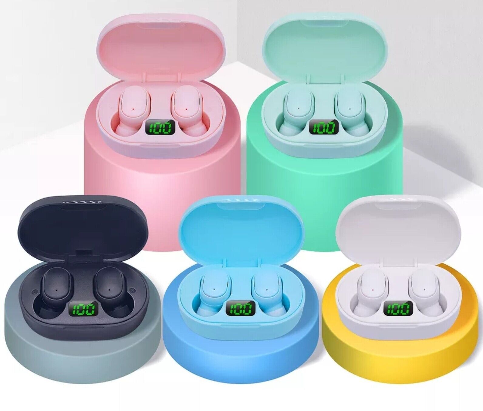 TWS Wireless Bluetooth Earbuds | Waterproof Bluetooth Headset with Noise Cancelling | In-Ear Stereo Sound &amp; Touch Control