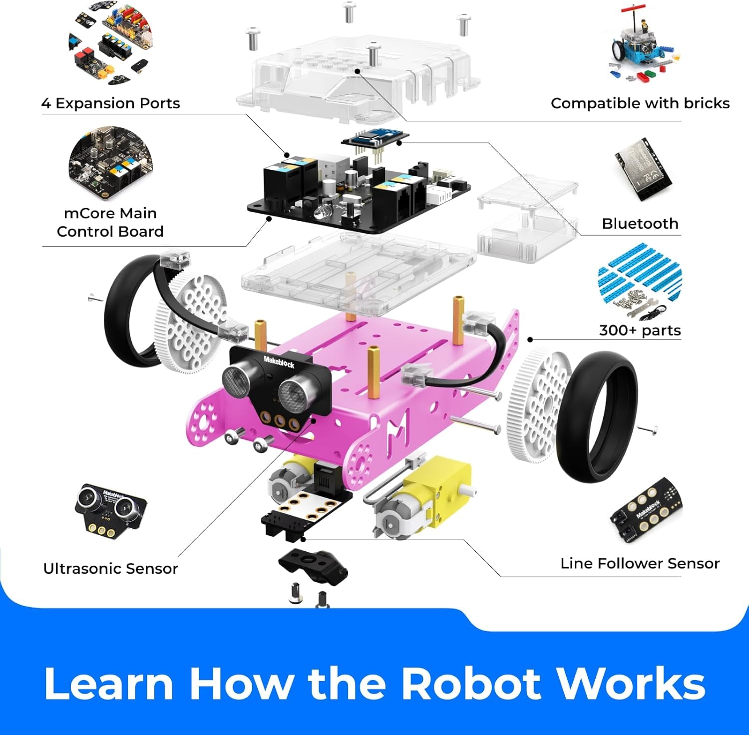 mBot Robot Kit – STEM Learning &amp; Coding Fun for Kids Ages 8-12 (Pink)  Get your kids started on a fun and educational robotics journey!