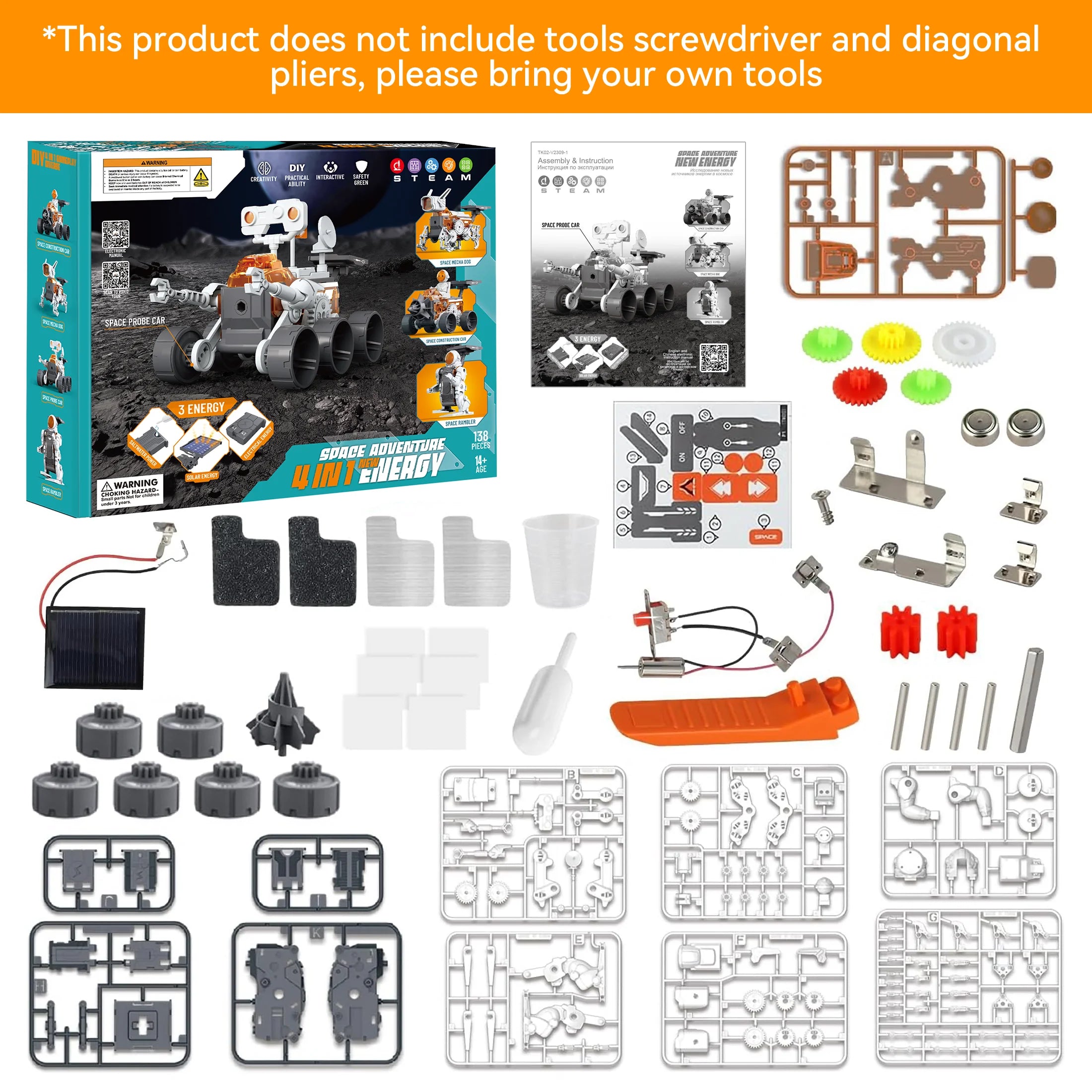 4-in-1 Building Science STEM Kit – Solar Robot Toys for Kids, DIY STEM Projects, Educational Space Toy for Ages 8–16