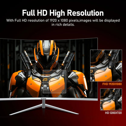 🖥️ 27-Inch Curved Monitor – 100Hz, FHD 1080P, 1800R Curvature, Frameless Design, Built-In Speakers – White
