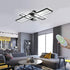 35.4" Modern LED Ceiling Light Fixture – 94W Black Dimmable Rectangular Chandelier with Remote Control, Flush Mount Geometric Lamp for Living Room & Bedroom