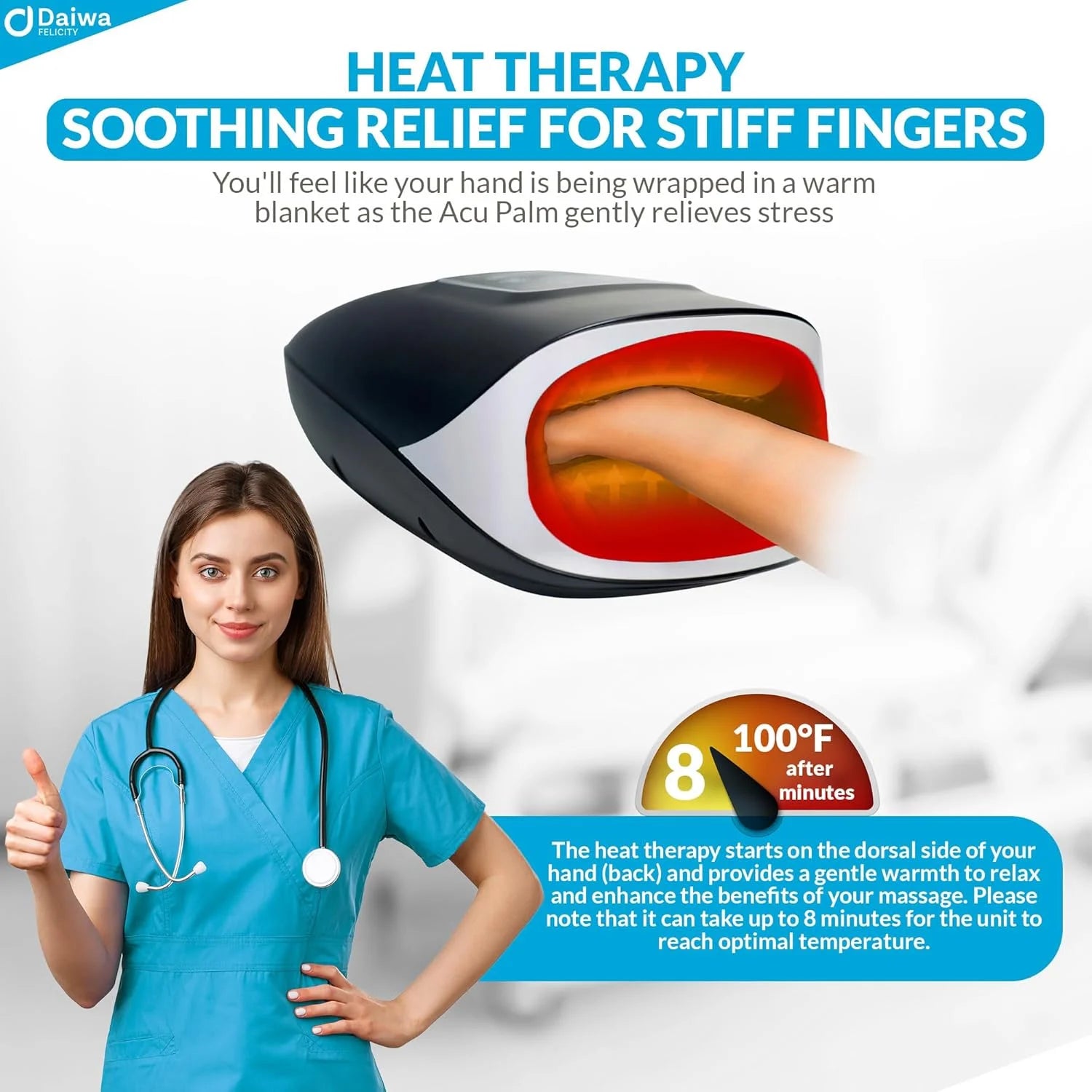 ACU PALM Cordless Hand Massager with Heat &amp; Compression – FSA/HSA Eligible Wrist and Hand Massager for Arthritis &amp; Carpal Tunnel Relief