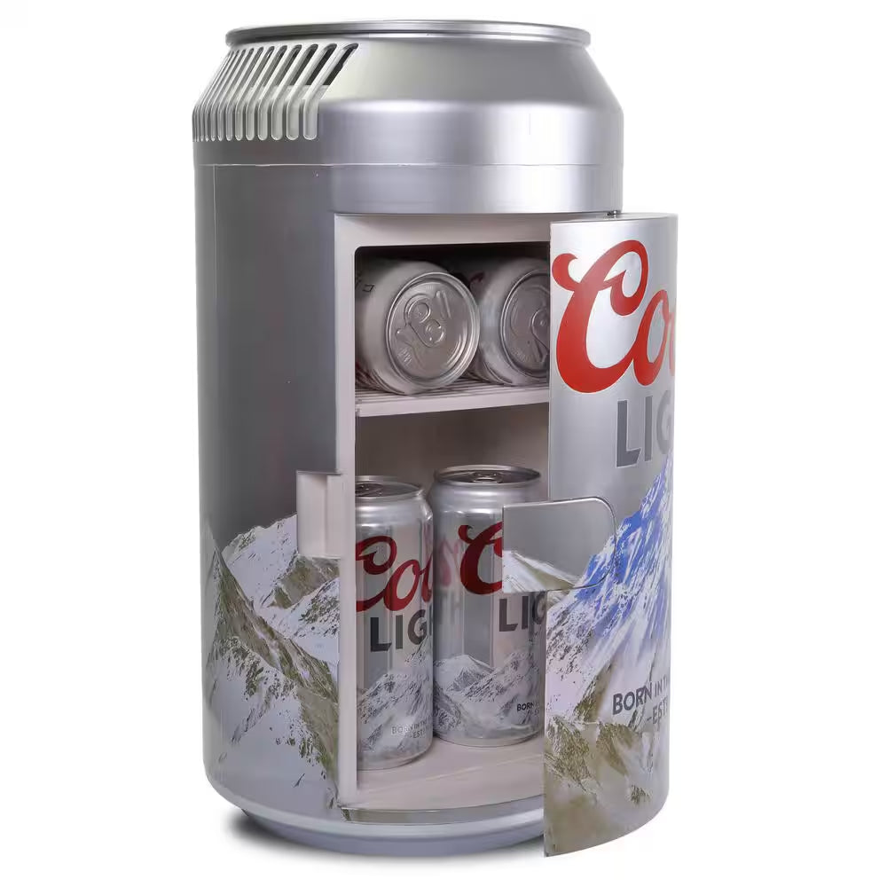 8-Can Portable Mini Fridge – 5.4L (5.7 Qt) Personal Cooler and Warmer (Silver)