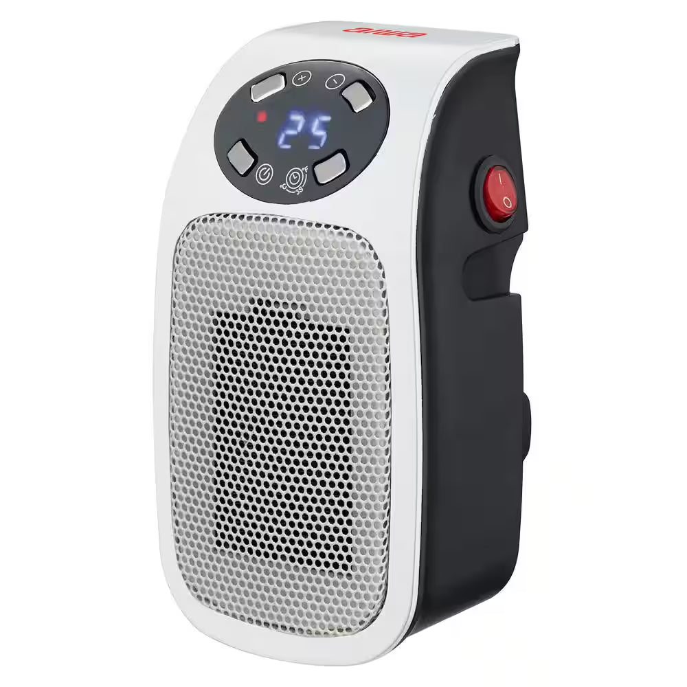 7.87&quot; Electric Outlet Ceramic Plug-In Space Heater – 400W, LCD Digital Display, 24-Hour Timer, Compact &amp; Energy Efficient
