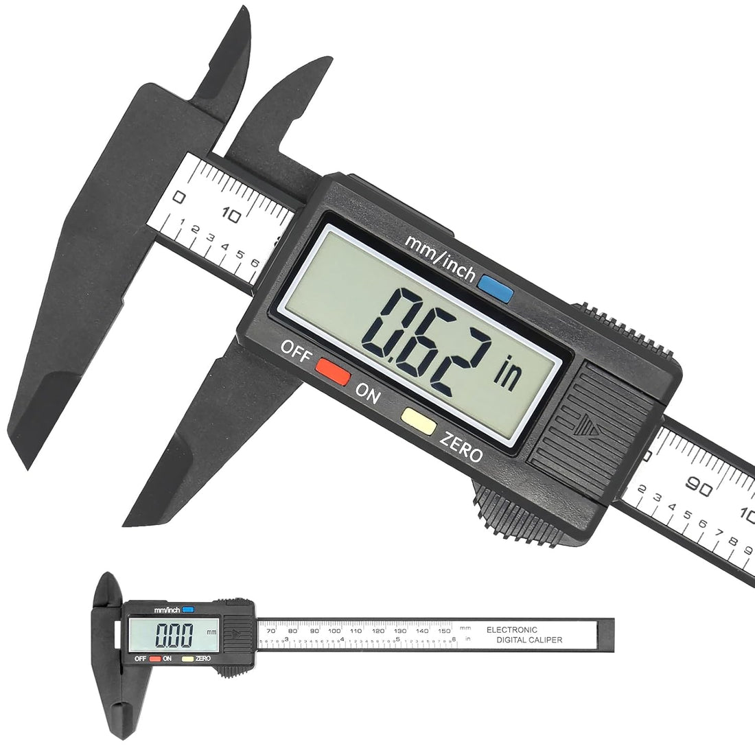Electronic Digital Caliper – 0-6 Inch/150mm Plastic Vernier Caliper with Inch/MM Conversion, Extra Large LCD Screen &amp; Auto-Off Feature