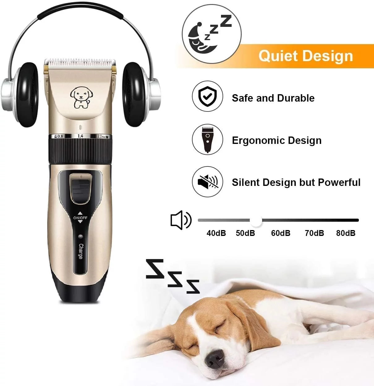 ✂️ Rechargeable Cordless Pet Shaver – Low Noise Dog Clippers with Scissor Comb for Quiet Grooming