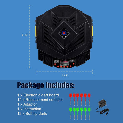 Professional Electronic Dartboard Set with LCD Display – Multiplayer Digital Dart Board with 12 Darts &amp; Built-in Games