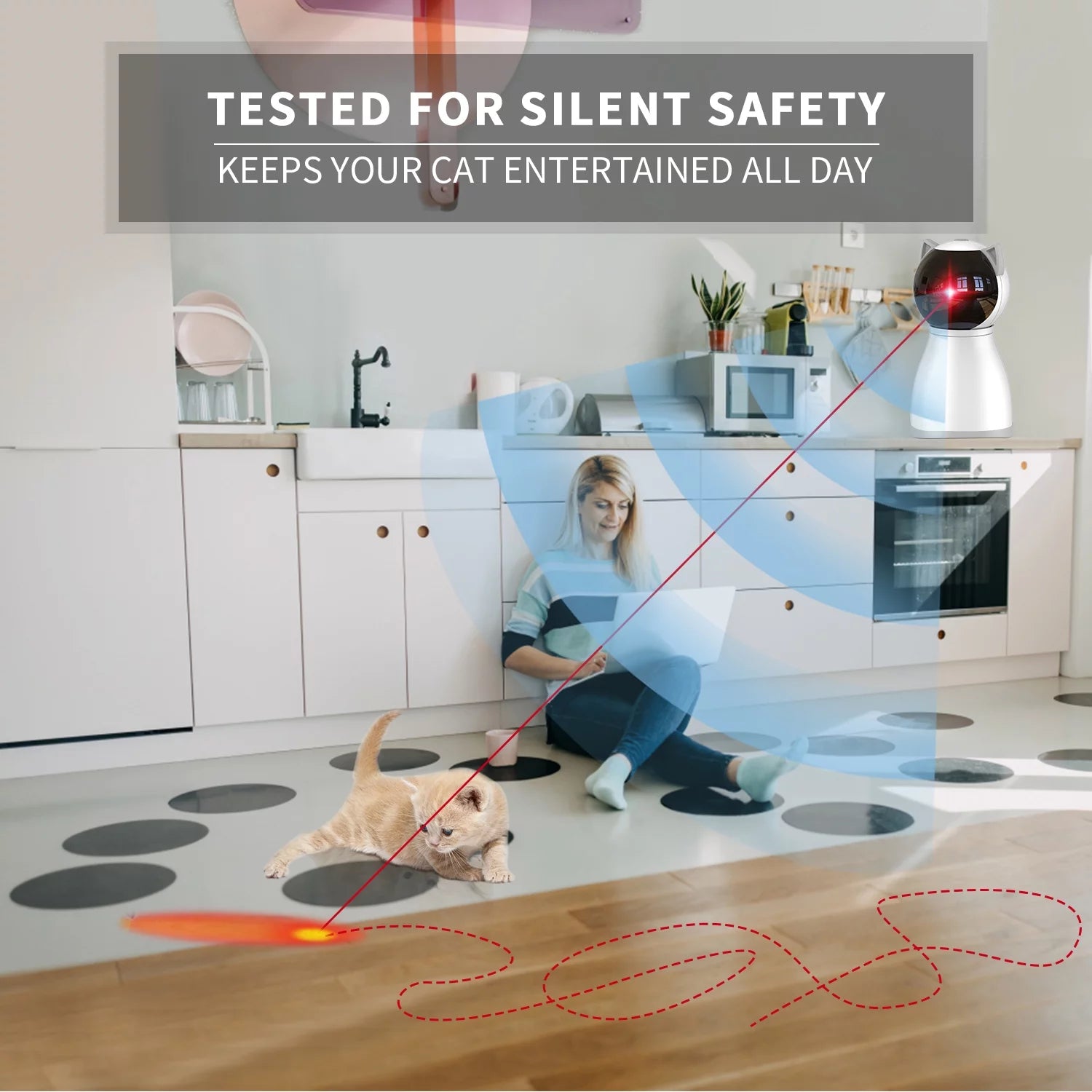 4th Gen Motion-Activated Automatic Cat Laser Toy – Real Random Trajectory, Rechargeable Interactive Cat Toys for Indoor Cats, Kittens &amp; Dogs
