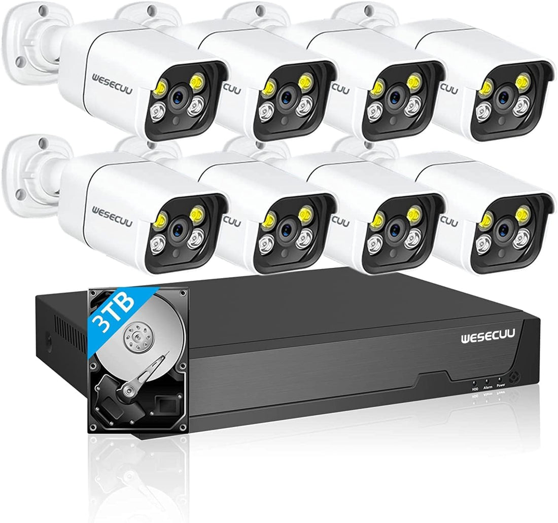 PoE 4K IP Camera Security System – 8-Channel NVR with 4 Outdoor Cameras, Two-Way Audio, AI Human Detection, Expandable (8 CAM)