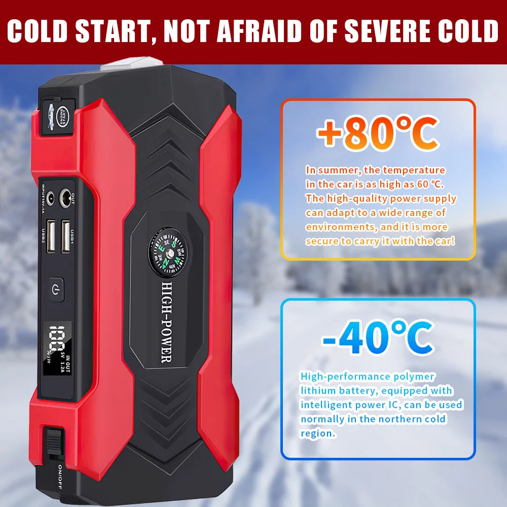 Car Jump Starter – 28000mAh 600A 12V Portable Battery Booster &amp; Power Bank with LED Flashlight