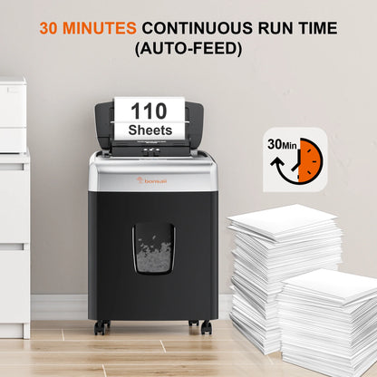 110-Sheet Auto-Feed Micro-Cut Paper Shredder – Heavy Duty Shredding for Maximum Security