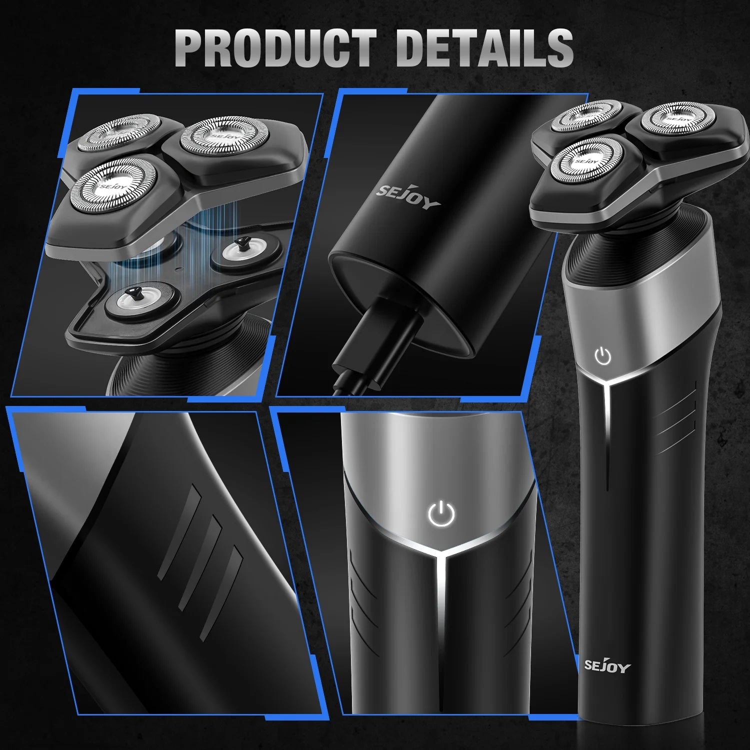 5-in-1 Multi-Function Rechargeable Electric Shaver for Men – Hair Trimmer, Ear &amp; Nose Hair Trimmer, Wet/Dry Use, Cordless, Gray