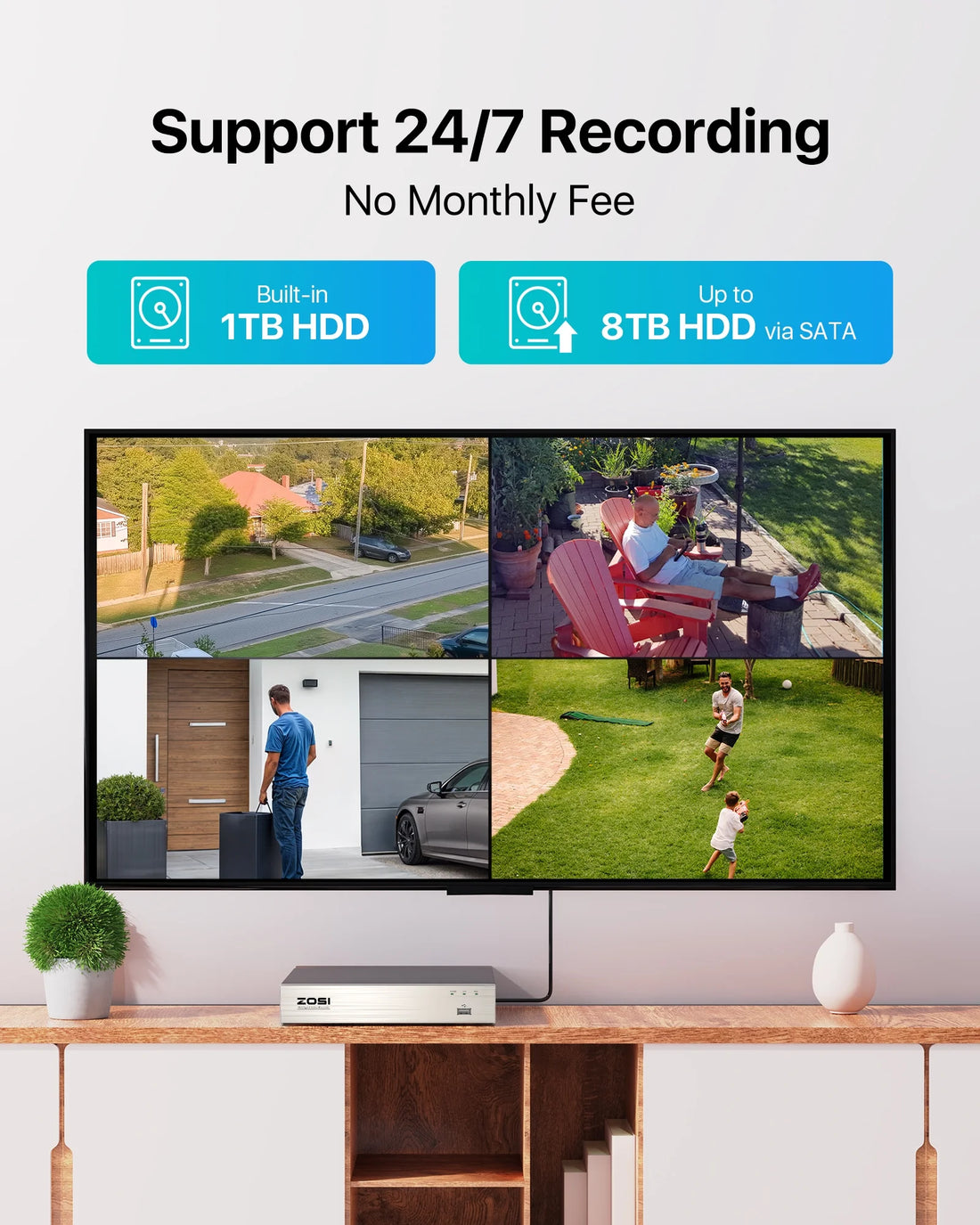 8CH H.265+ 5MP Lite CCTV Security Camera System with 1TB HDD, 1920TVL Weatherproof Cameras, Night Vision, Motion Alerts &amp; Remote Access
