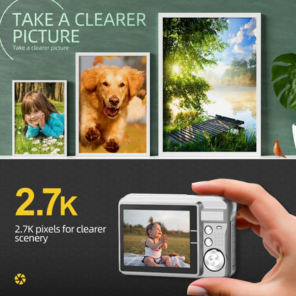 Kids Digital Camera – 48MP Mini Compact Camera with 8X Digital Zoom, 2.7&quot; FHD Screen, Pocket-Sized Fun