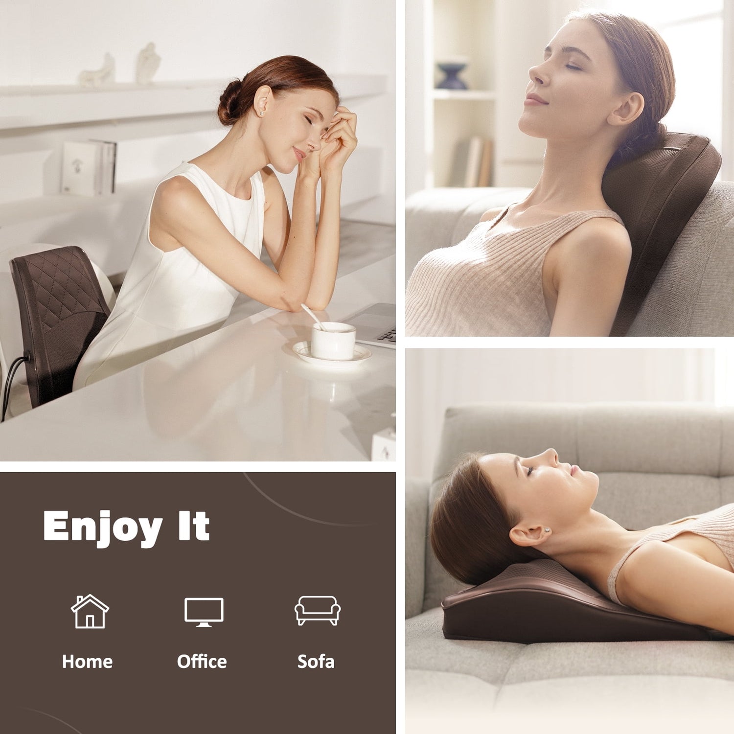 Back Massager with Heat and Vibration — Shiatsu Neck &amp; Back Pillow for Deep Tissue Relief