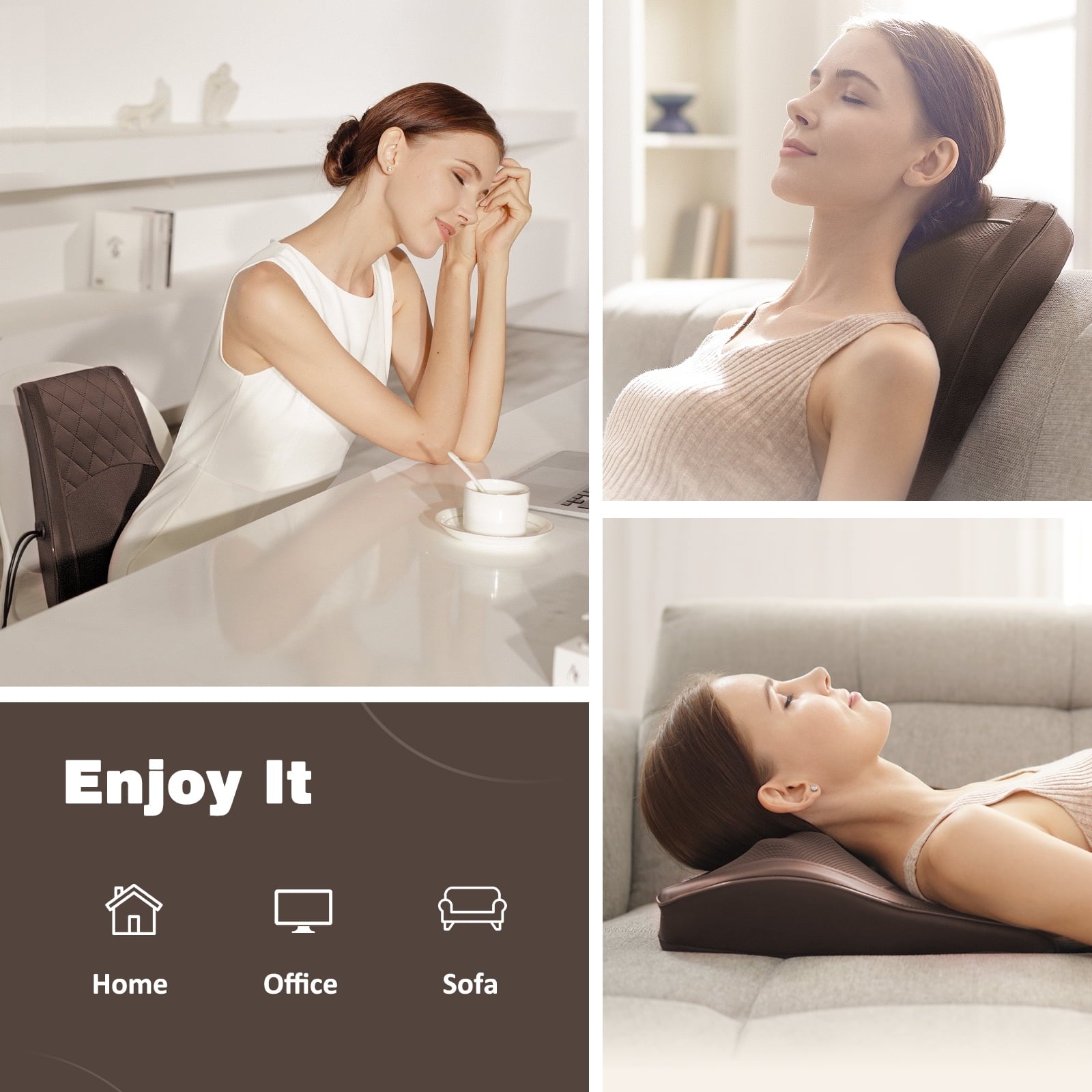 Back Massager with Heat and Vibration — Shiatsu Neck &amp; Back Pillow for Deep Tissue Relief