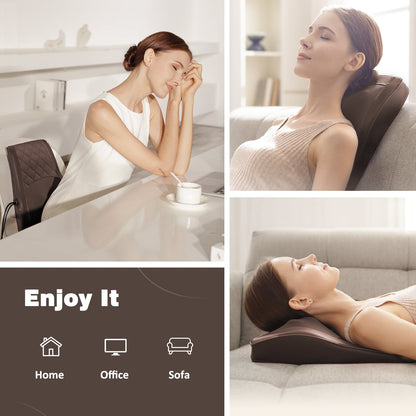 Back Massager with Heat and Vibration — Shiatsu Neck &amp; Back Pillow for Deep Tissue Relief