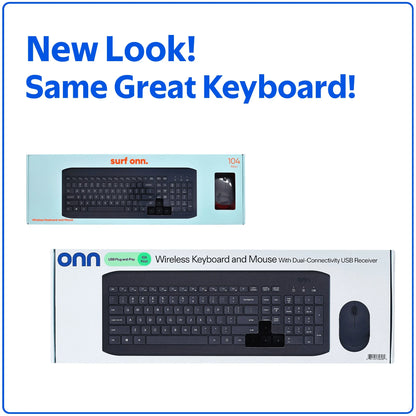 Wireless Keyboard &amp; Mouse Combo – 104 Keys, USB Nano Receiver, Greystone