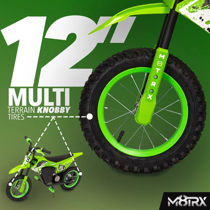12V Mini Electric Dirt Bike for Kids – Battery-Powered Ride-On Motorcycle, Ages 5+ | Green