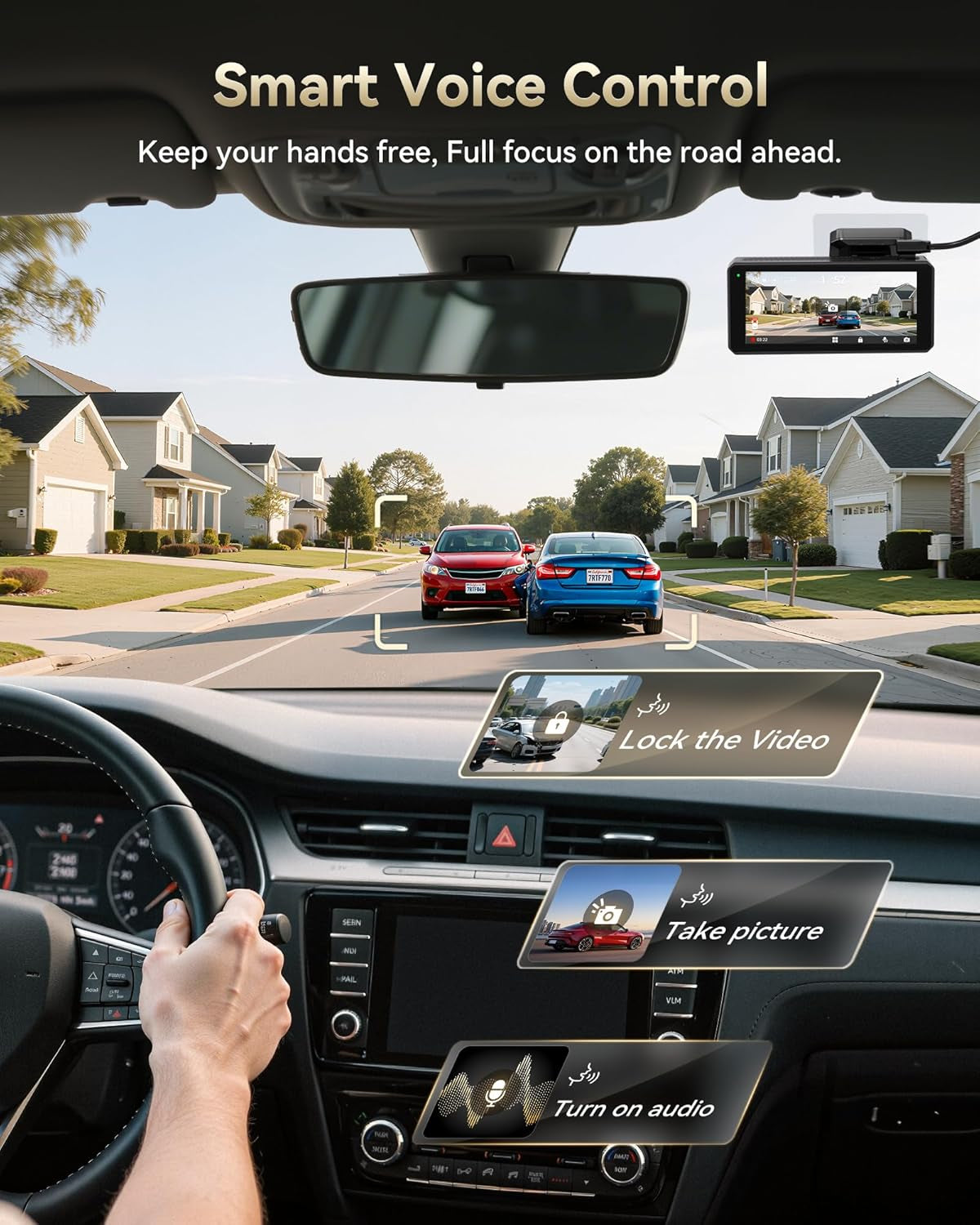 F77 Dual 4K+4K Dash Cam Front &amp; Rear – STARVIS 2 IMX678 HDR, 128GB Built-In Storage, Voice Control &amp; More