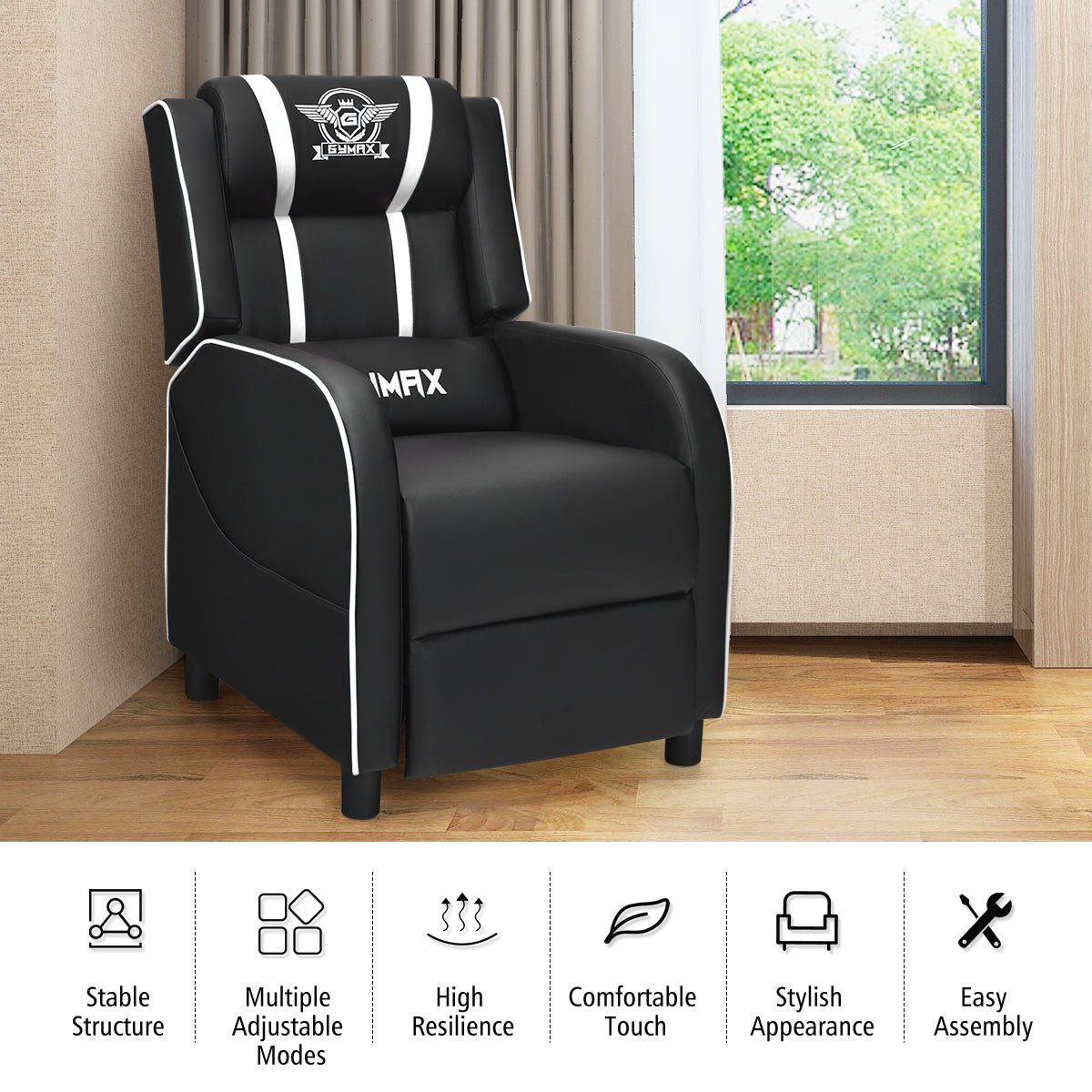 Massage Gaming Recliner Chair with Side Pockets – Ergonomic Comfort for Gamers &amp; Relaxation