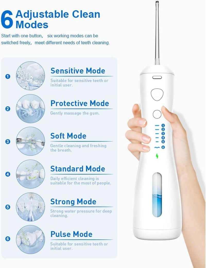 💧 Cordless Water Dental Flosser – 6 Modes, 300ML Water Tank, 4 Jet Tips | Powerful Oral Irrigator for Teeth Cleaning, Braces, and Gum Care