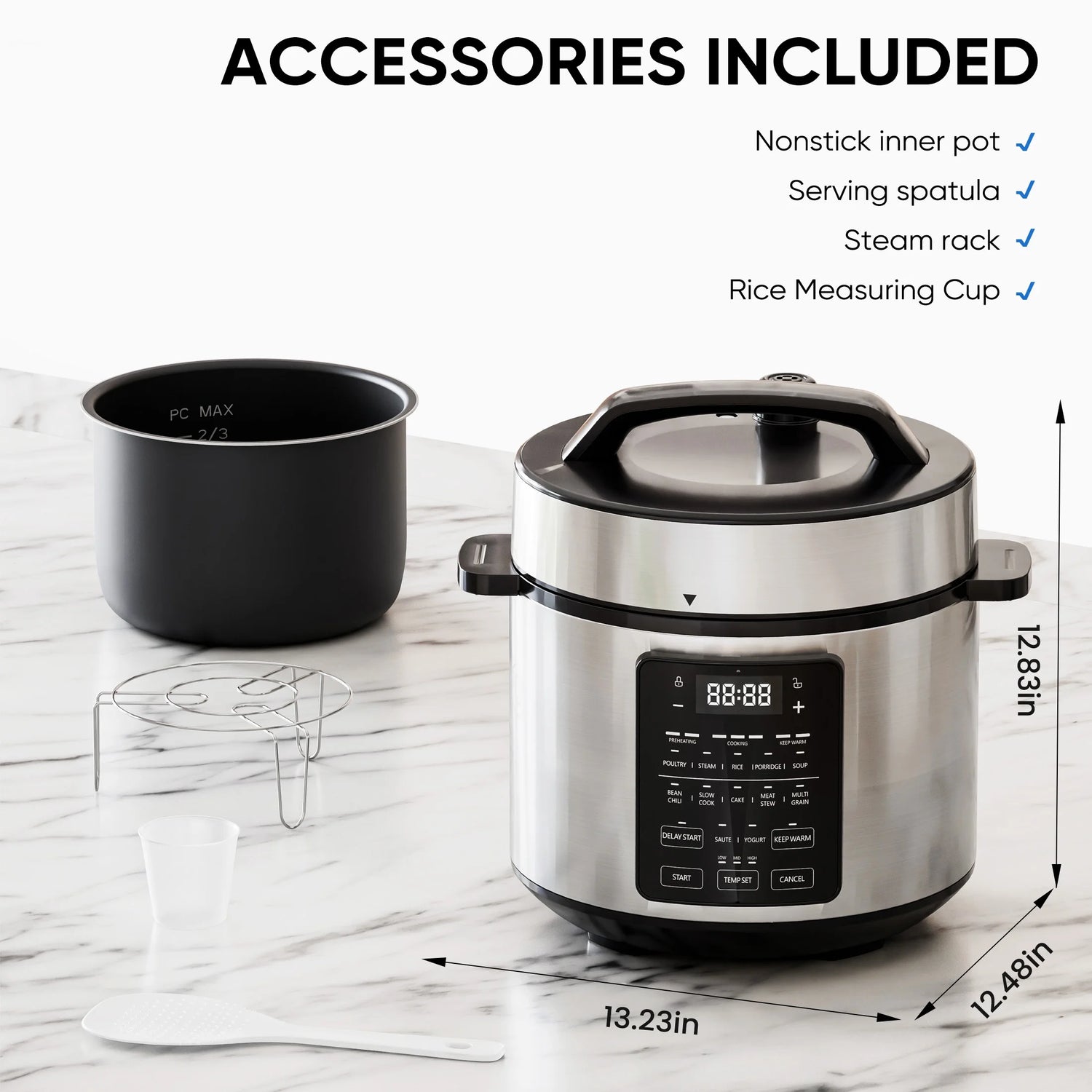 Instant Cooker 6 Quart 7-in-1 Electric Pressure Cooker – Multi-Function Stainless Steel Pot for Fast, Easy Meals