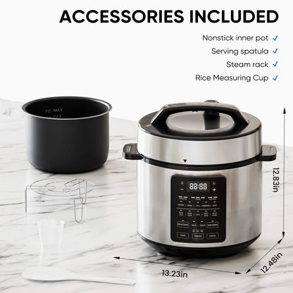 Instant Cooker 6 Quart 7-in-1 Electric Pressure Cooker – Multi-Function Stainless Steel Pot for Fast, Easy Meals