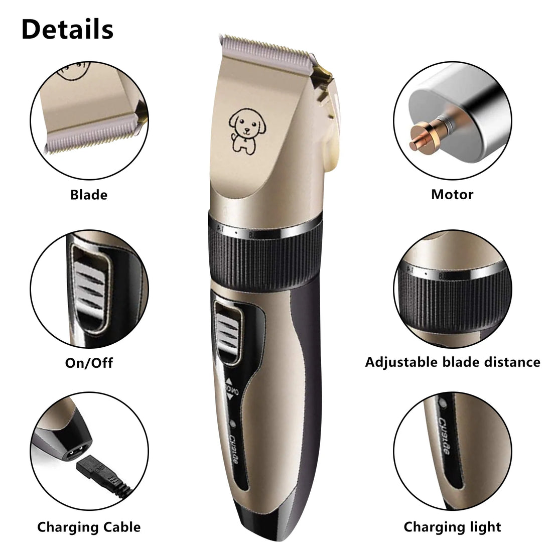 ✂️ Rechargeable Cordless Pet Shaver – Low Noise Dog Clippers with Scissor Comb for Quiet Grooming
