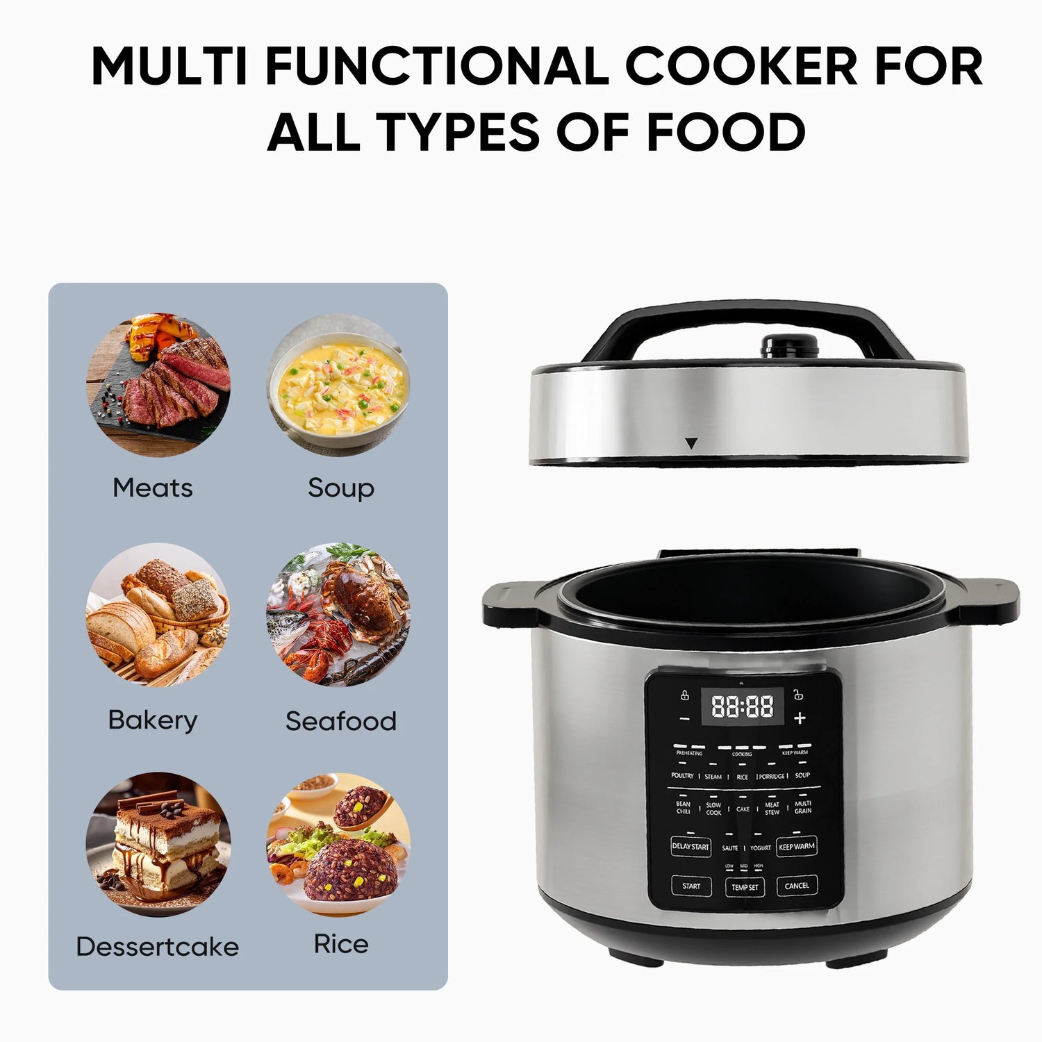 Instant Cooker 6 Quart 7-in-1 Electric Pressure Cooker – Multi-Function Stainless Steel Pot for Fast, Easy Meals