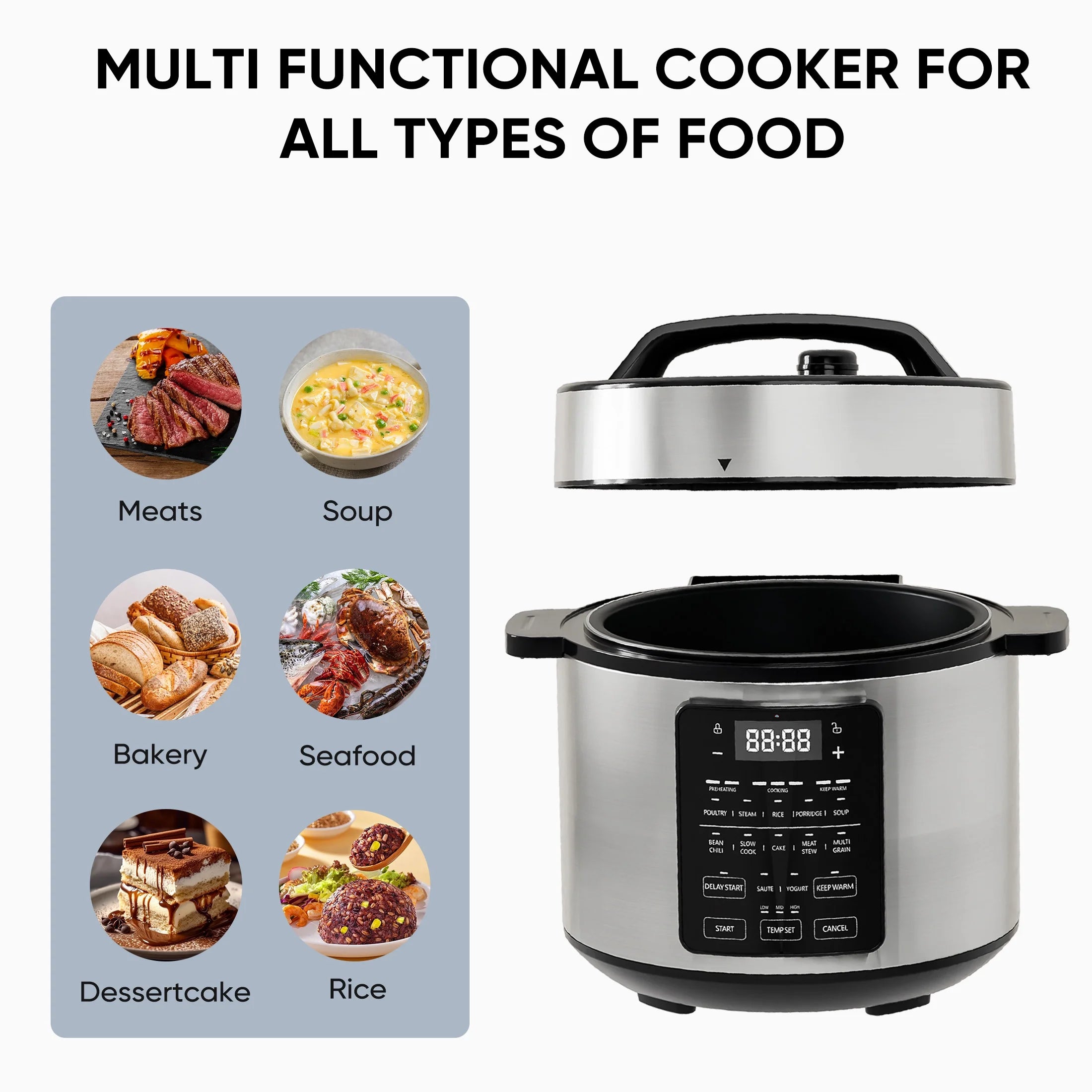 Instant Cooker 6 Quart 7-in-1 Electric Pressure Cooker – Multi-Function Stainless Steel Pot for Fast, Easy Meals