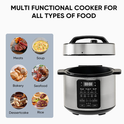 Instant Cooker 6 Quart 7-in-1 Electric Pressure Cooker – Multi-Function Stainless Steel Pot for Fast, Easy Meals