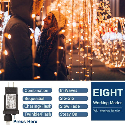 800 LED 272FT Warm White Christmas String Lights – 8 Lighting Modes with Timer, Waterproof Fairy Lights for Indoor &amp; Outdoor Holiday Decorations