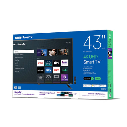 43” Class 4K UHD (2160P) LED Roku Smart TV with HDR – Model 100012584