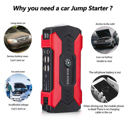 Car Jump Starter – 28000mAh 600A 12V Portable Battery Booster &amp; Power Bank with LED Flashlight